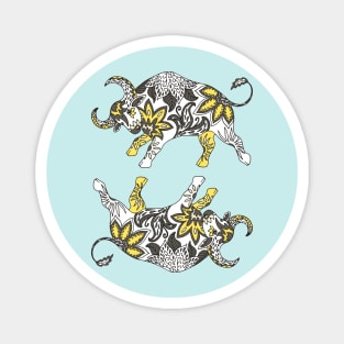 Paisley Oxen (Pale Blue Palette) Magnet